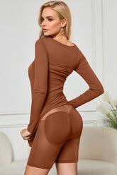 Basic Bae Built-In Shapewear Square Neck Long Sleeve Maxi Dress OutfitFlow